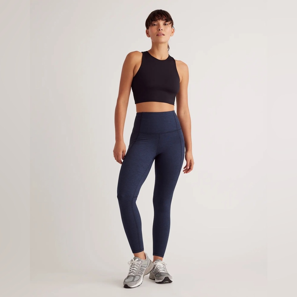 Quince Heather Navy Ultra-Soft High-Rise Pocket Legging Capri - 21” inseam